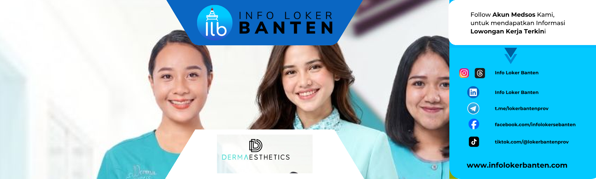 Banner lowongan Kasir dan Frontline Klinik Dermaesthetics Group